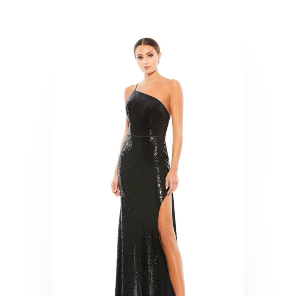 Mac Duggal Midnight Sequin One-Shoulder Dress